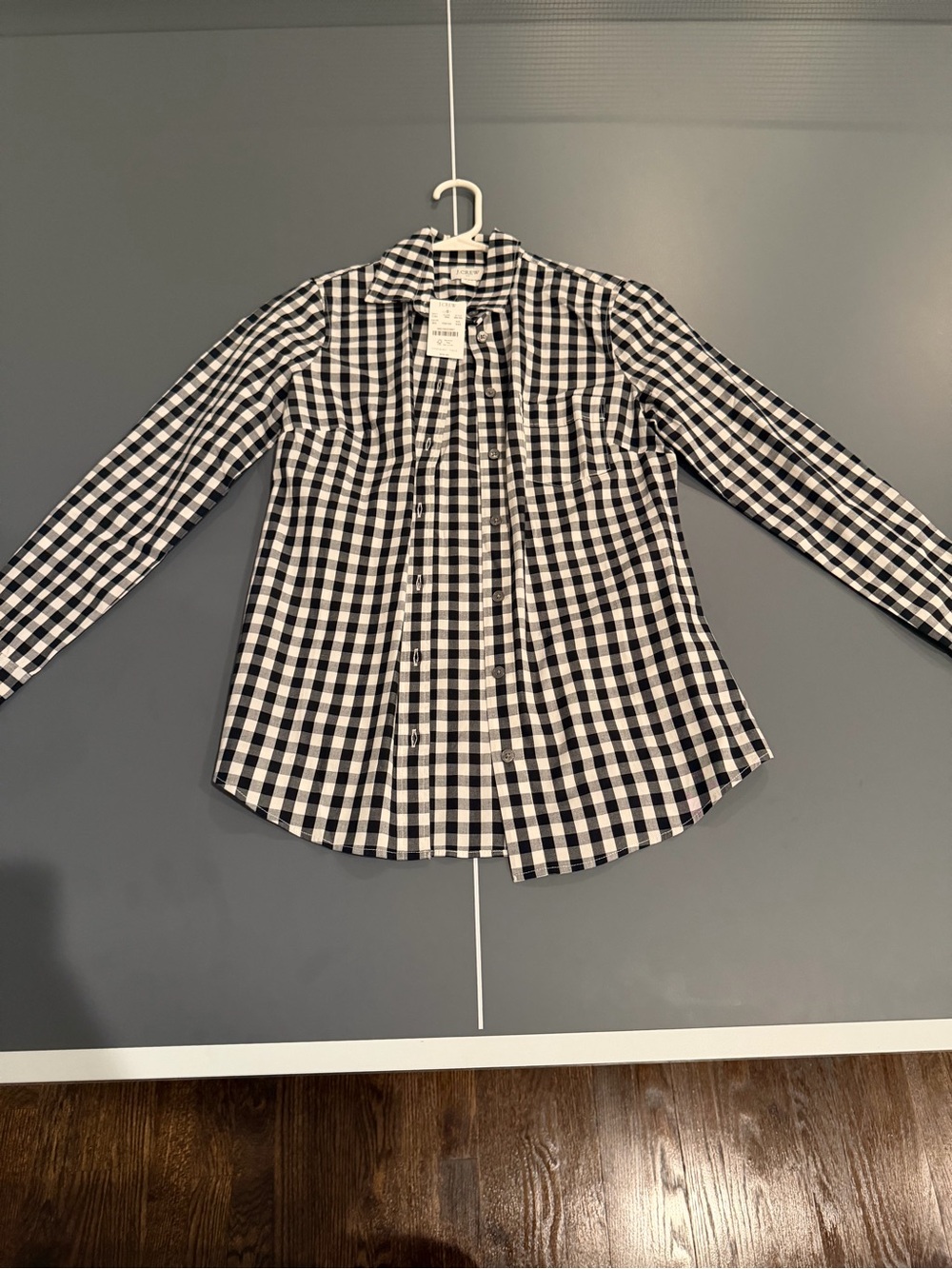 J. Crew Black and White Gingham Button-Down Shirt